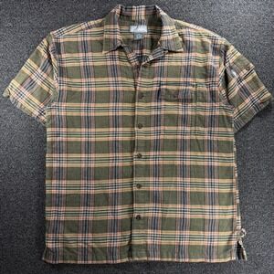VTG No Fear Mens L Short Sleeve Plaid Flannel Button Up Camp Shirt Skater Y2K